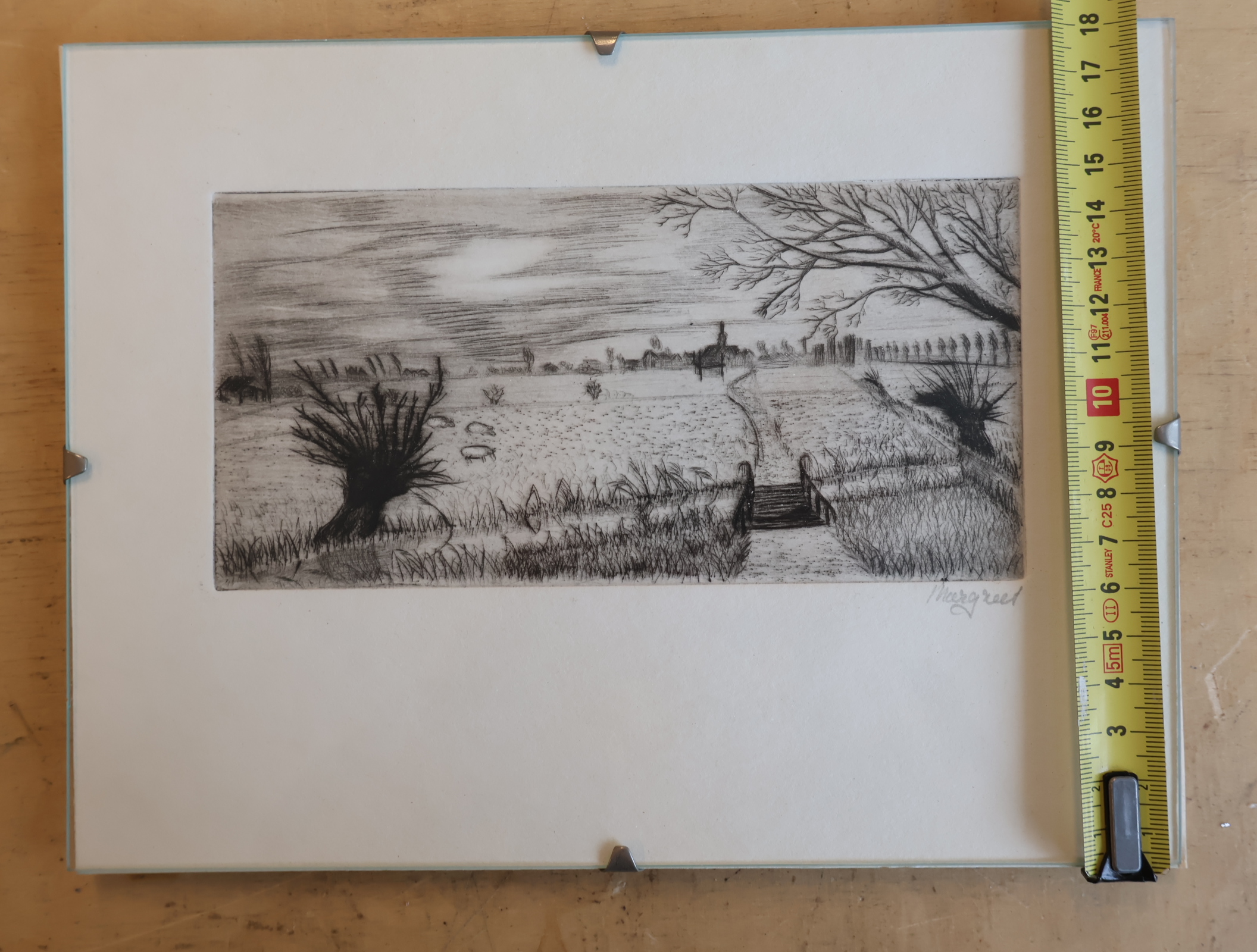 Landschap tekening met signatuur – foto 6 – kavel bij GSD Auctions, Zoeterwoude
