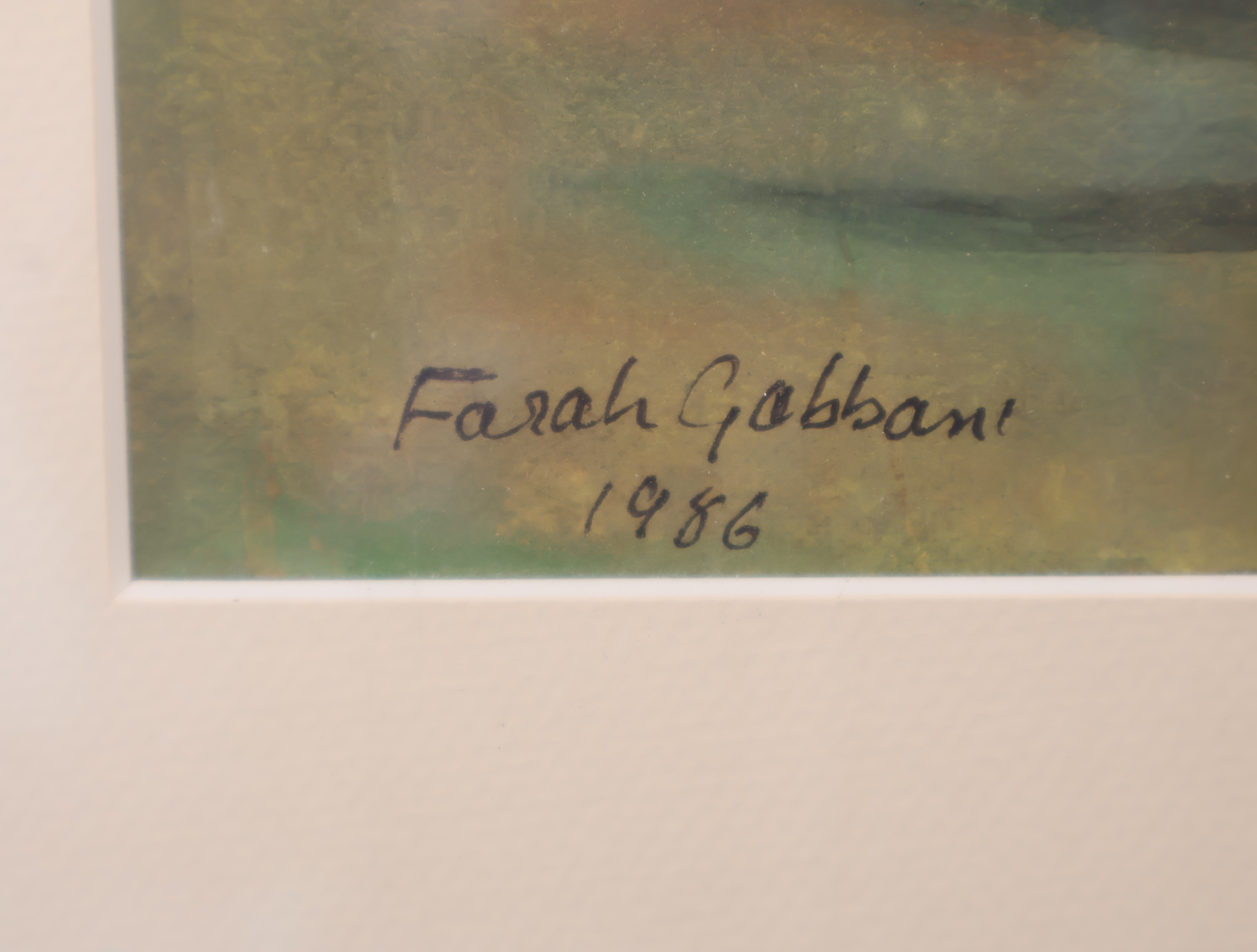 Ingelijste aquarel 'Farah Gabbani 1986' – foto 2 – kavel bij GSD Auctions, Zoeterwoude