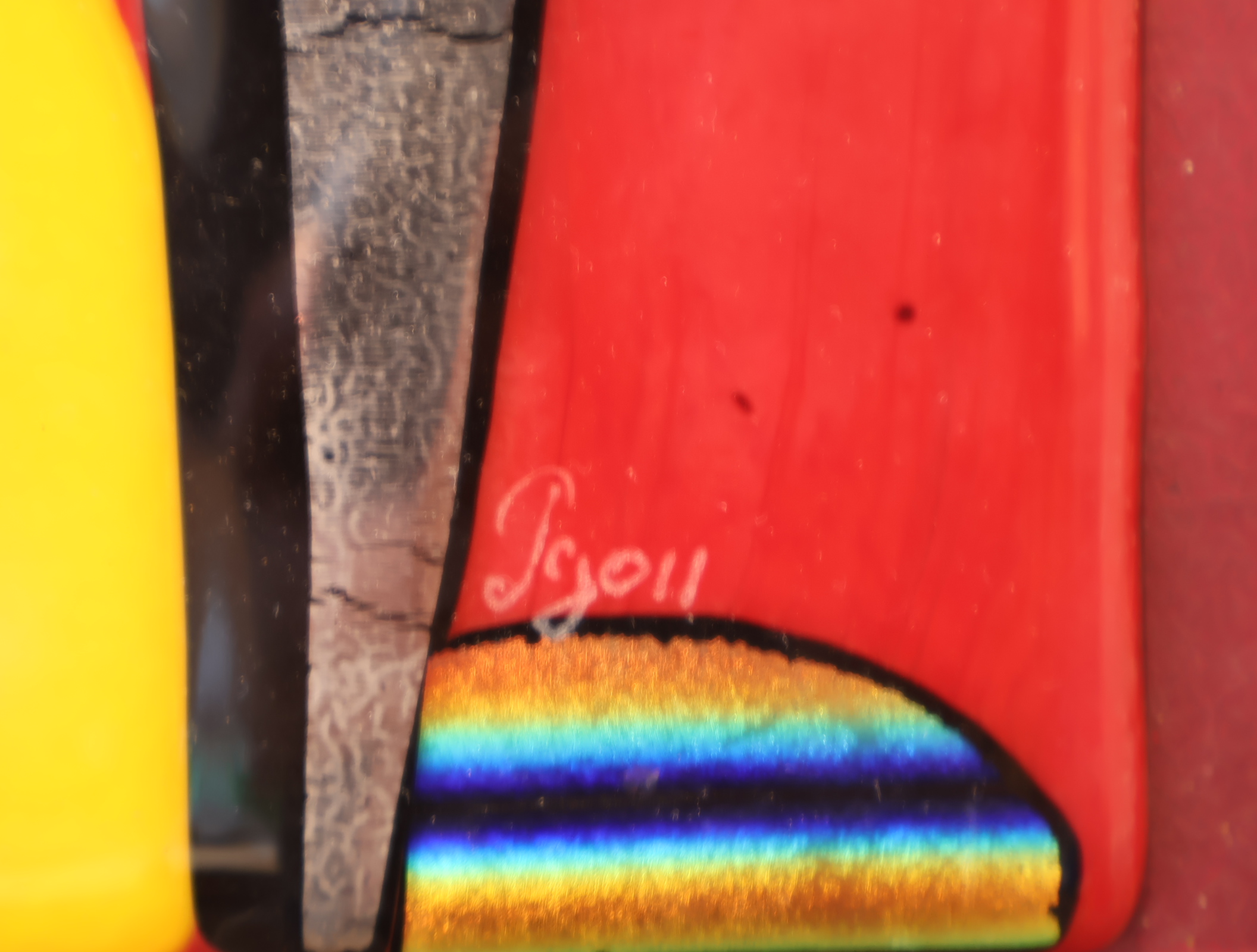 Abstract glazen wanddecoratie op canvas in rood en geel – foto 4 – kavel bij GSD Auctions, Zoeterwoude