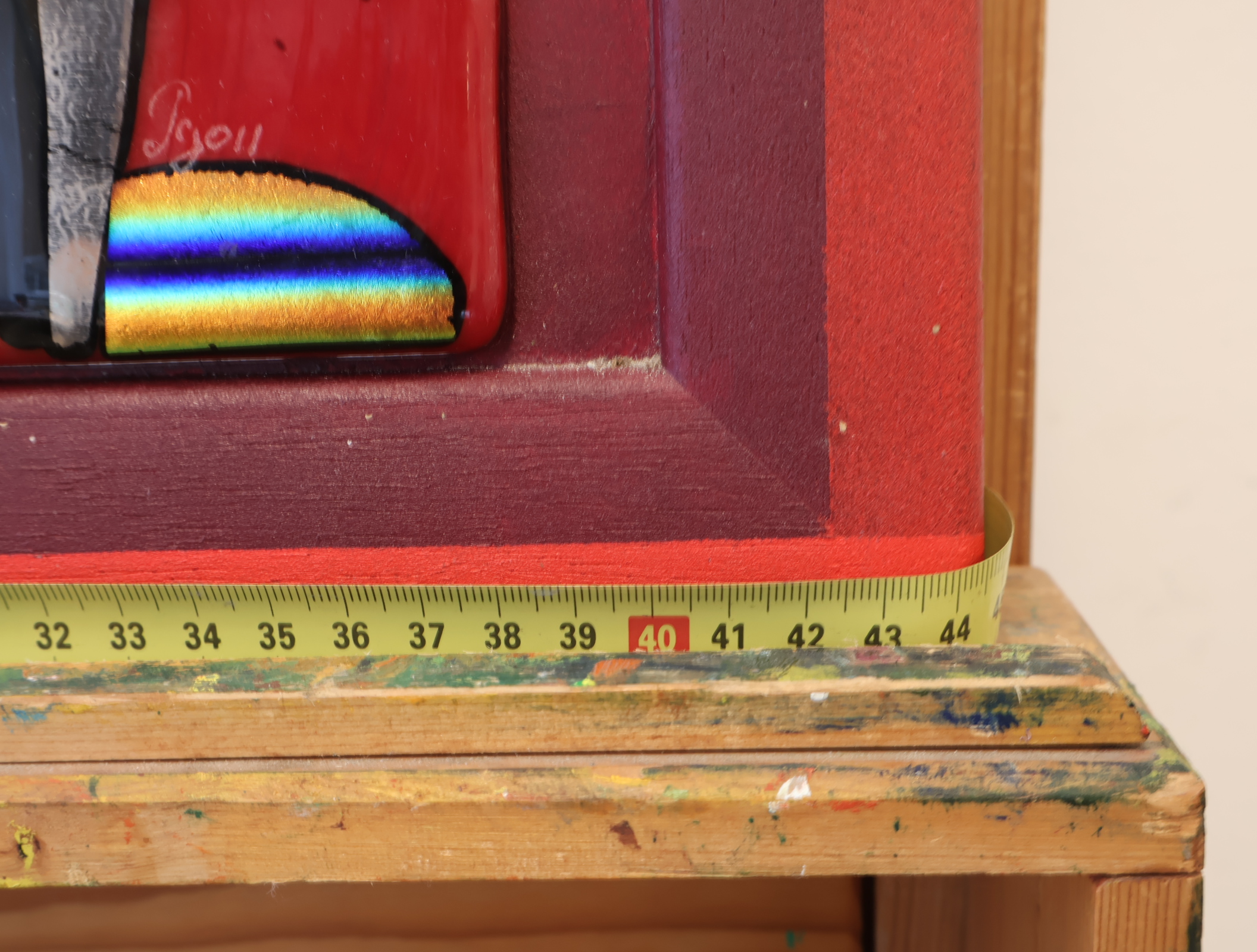 Abstract glazen wanddecoratie op canvas in rood en geel – foto 10 – kavel bij GSD Auctions, Zoeterwoude