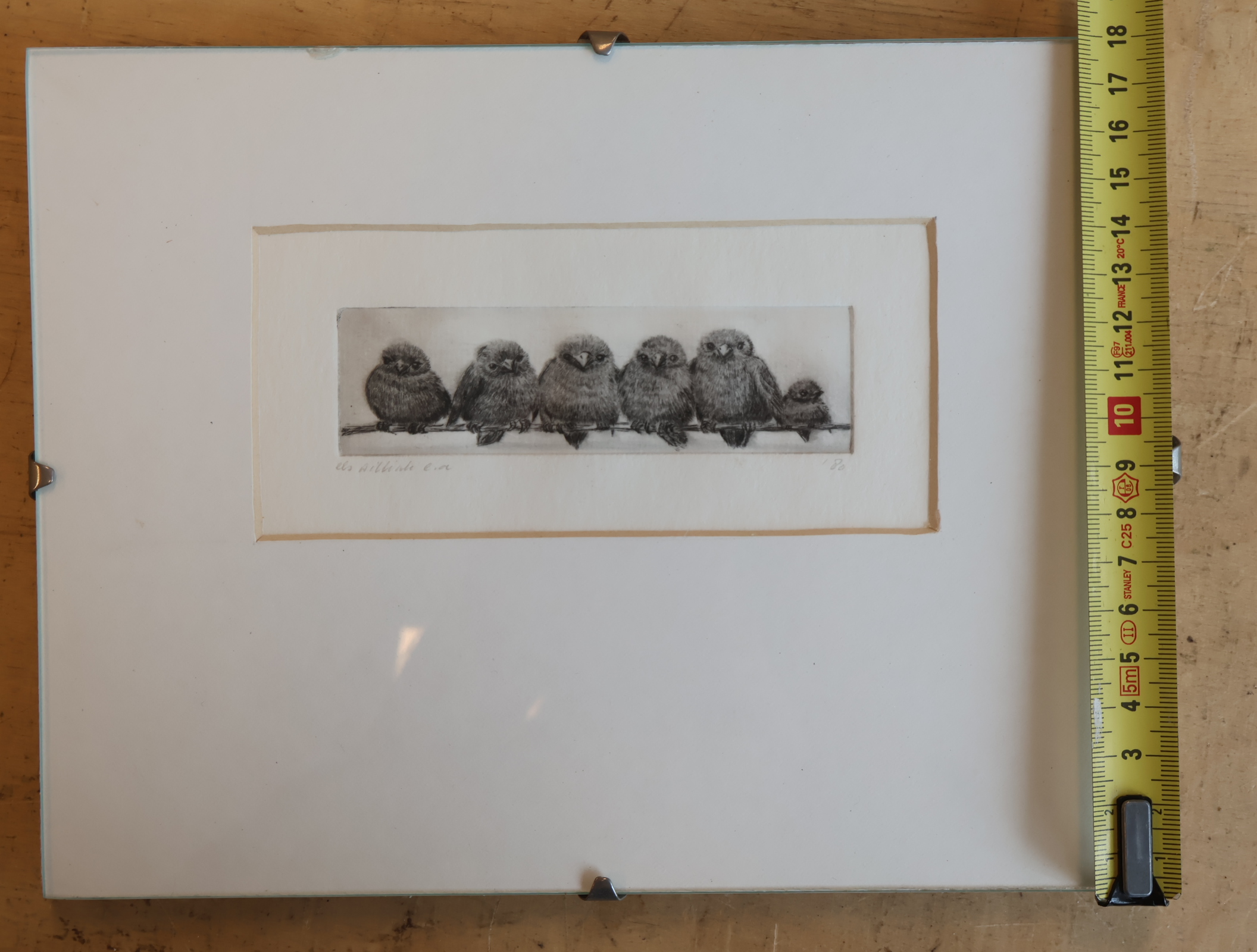 Ingelijste ets van zes vogels op een tak – foto 6 – kavel bij GSD Auctions, Zoeterwoude