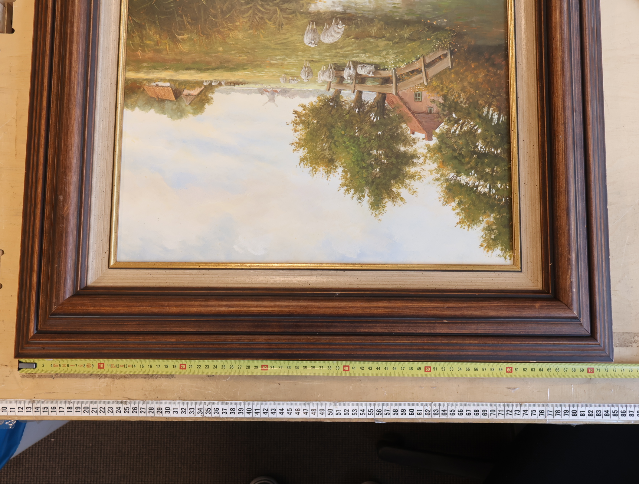 Olieverfschilderij landschap met schapen en molen – foto 6 – kavel bij GSD Auctions, Zoeterwoude