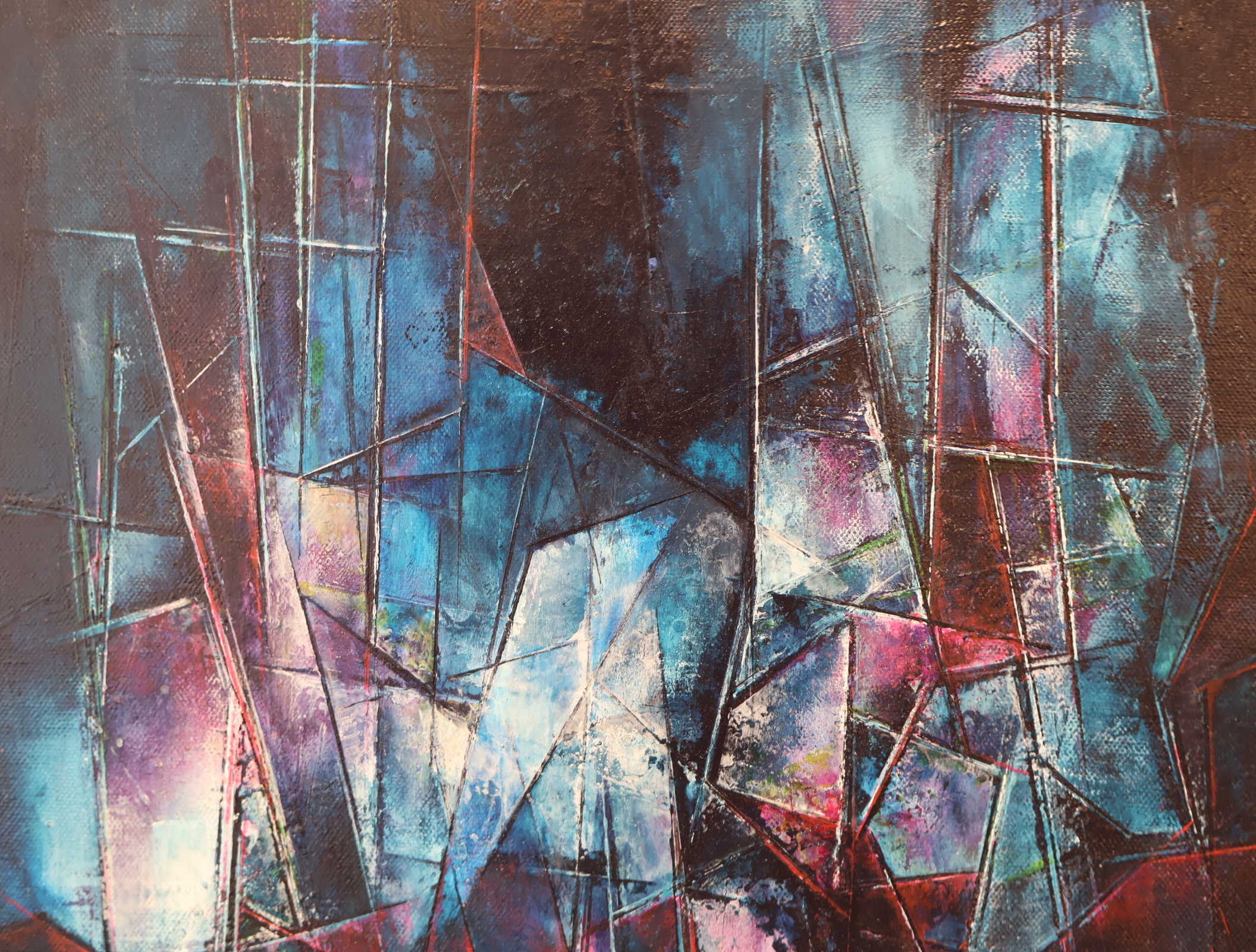 Abstract schilderij in houten lijst – foto 2 – kavel bij GSD Auctions, Zoeterwoude