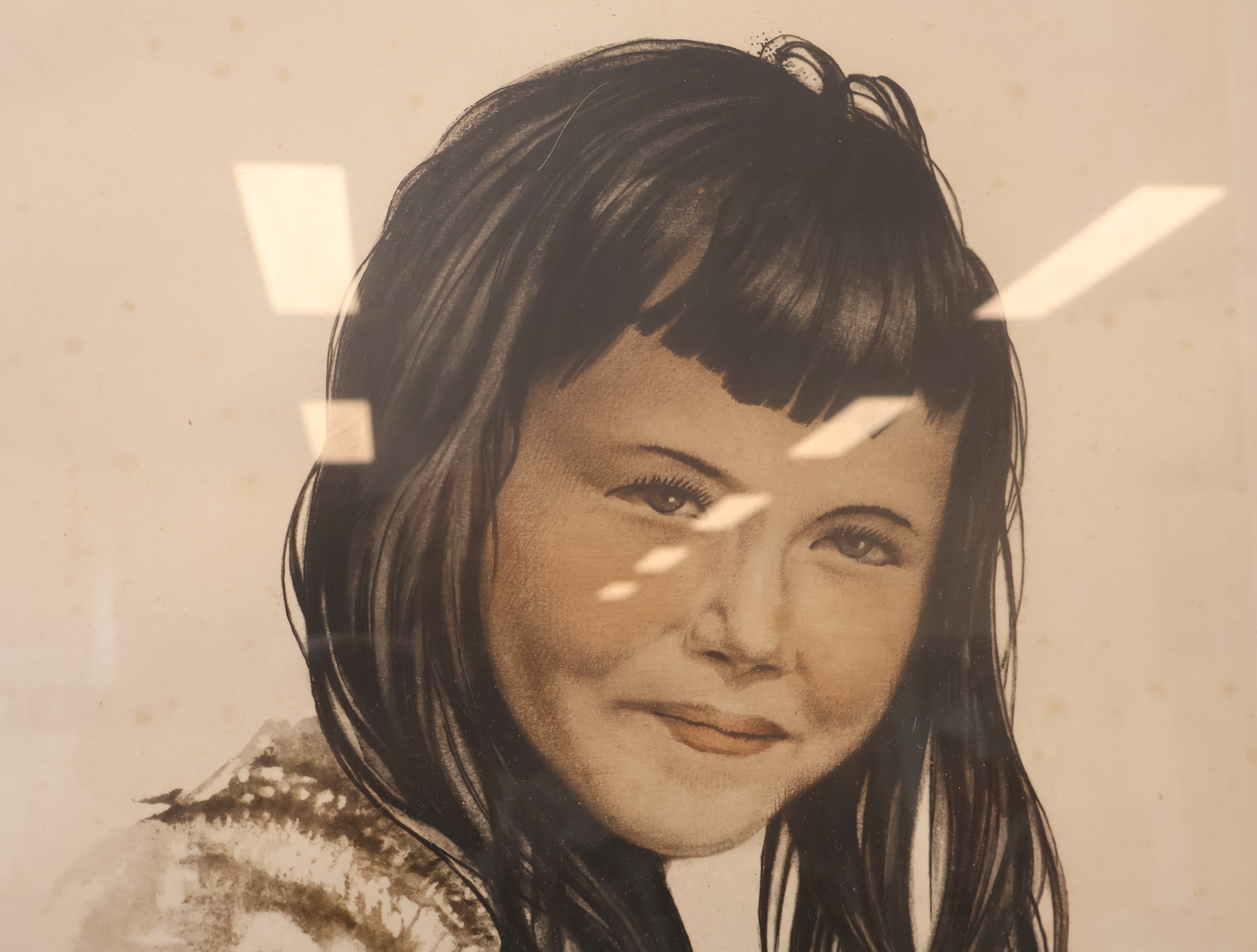 Ingelijste portrettekening van een meisje – foto 5 – kavel bij GSD Auctions, Zoeterwoude
