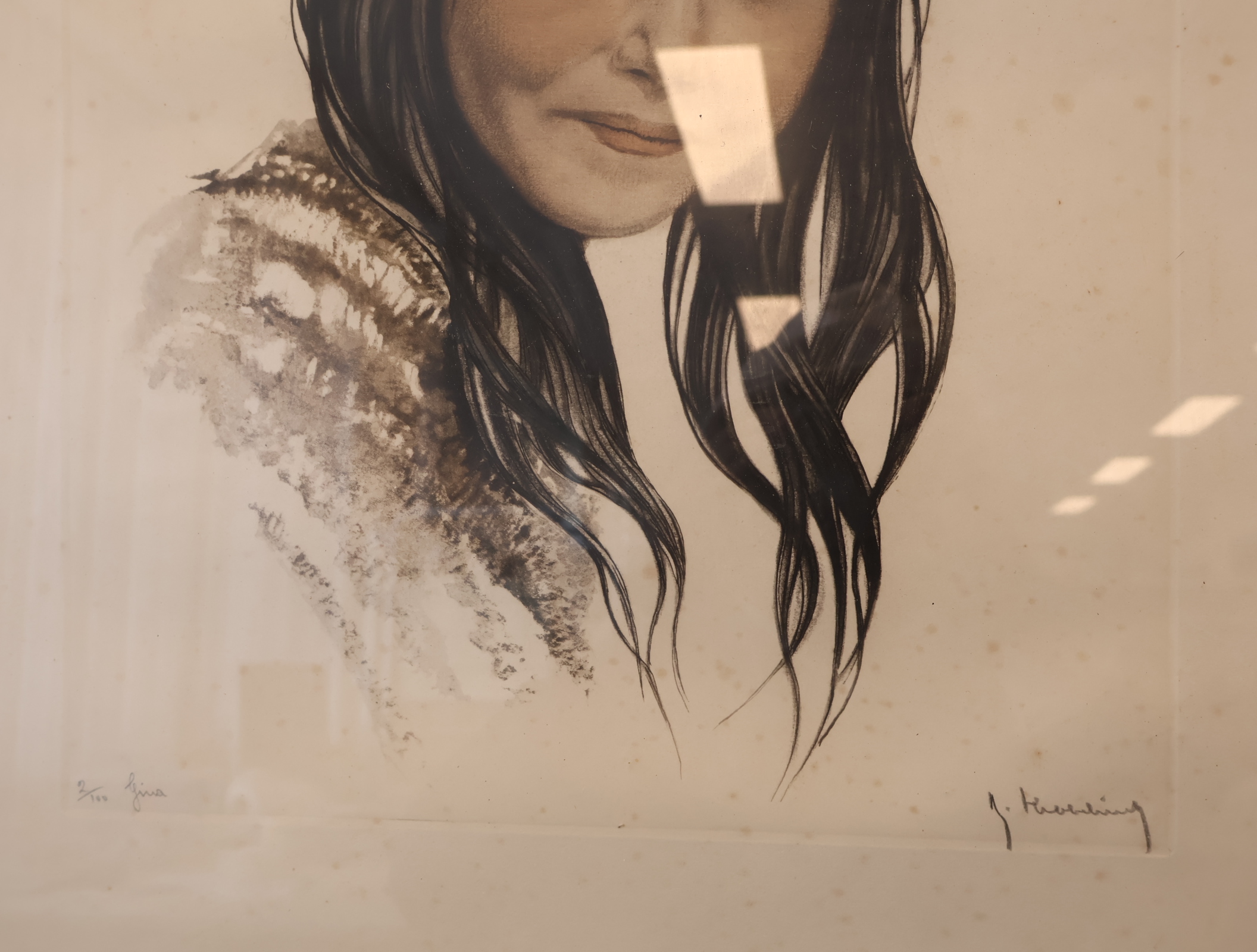 Ingelijste portrettekening van een meisje – foto 6 – kavel bij GSD Auctions, Zoeterwoude
