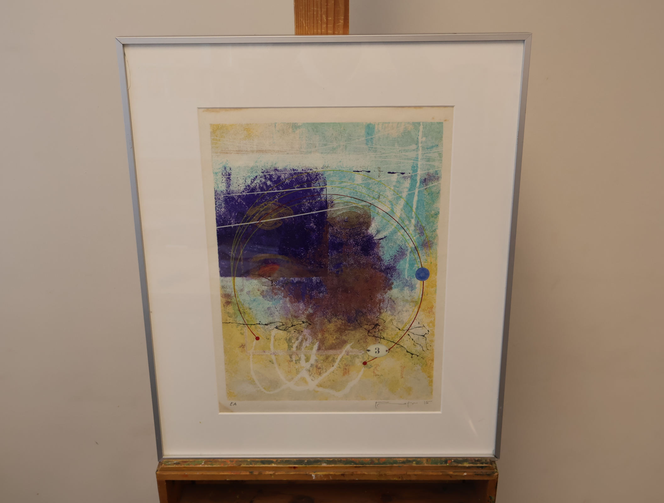 Abstract ingelijste kleurenlitho met cirkelmotief – foto 2 – kavel bij GSD Auctions, Zoeterwoude
