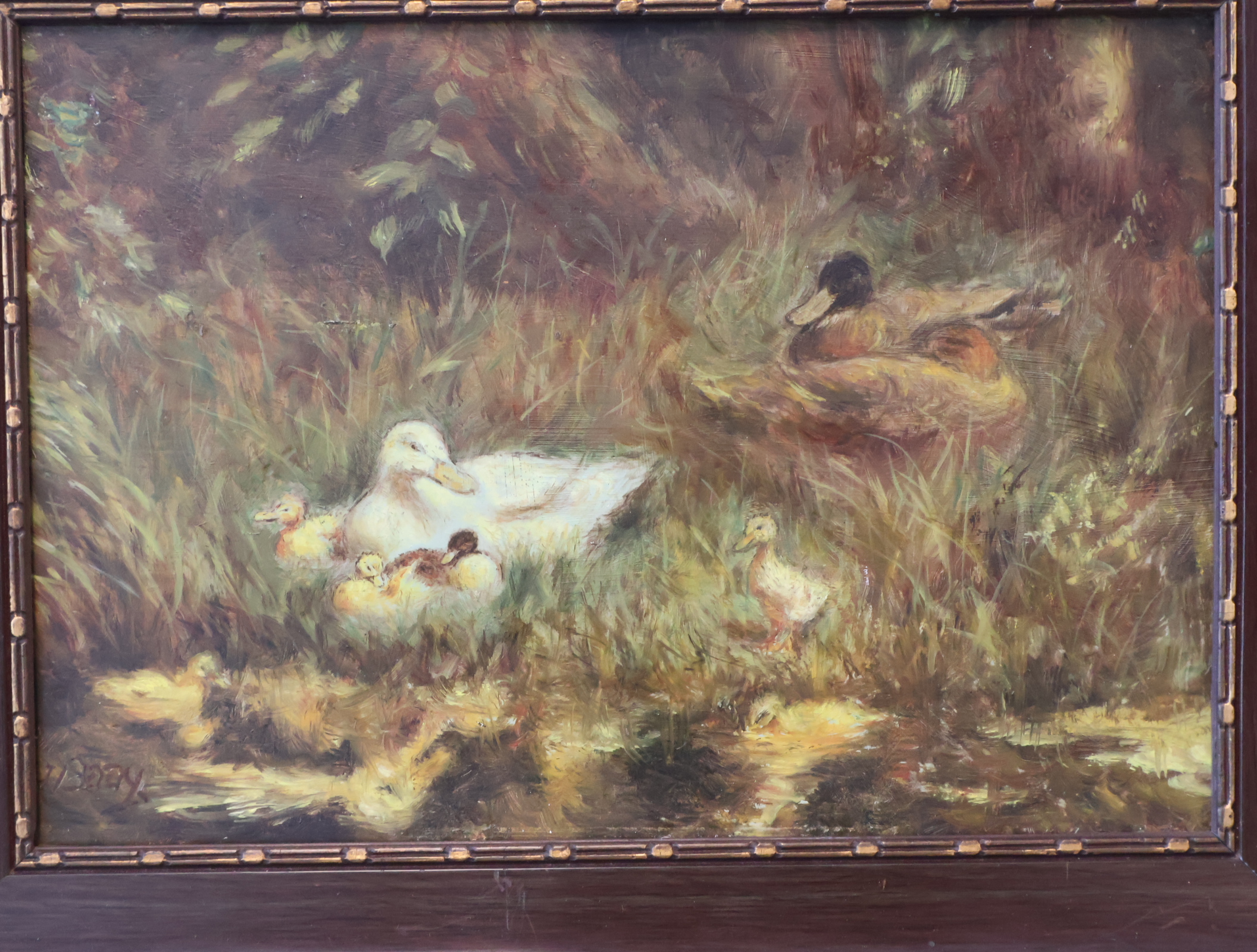 Olieverfschilderij eenden met Kuikens – foto 2 – kavel bij GSD Auctions, Zoeterwoude