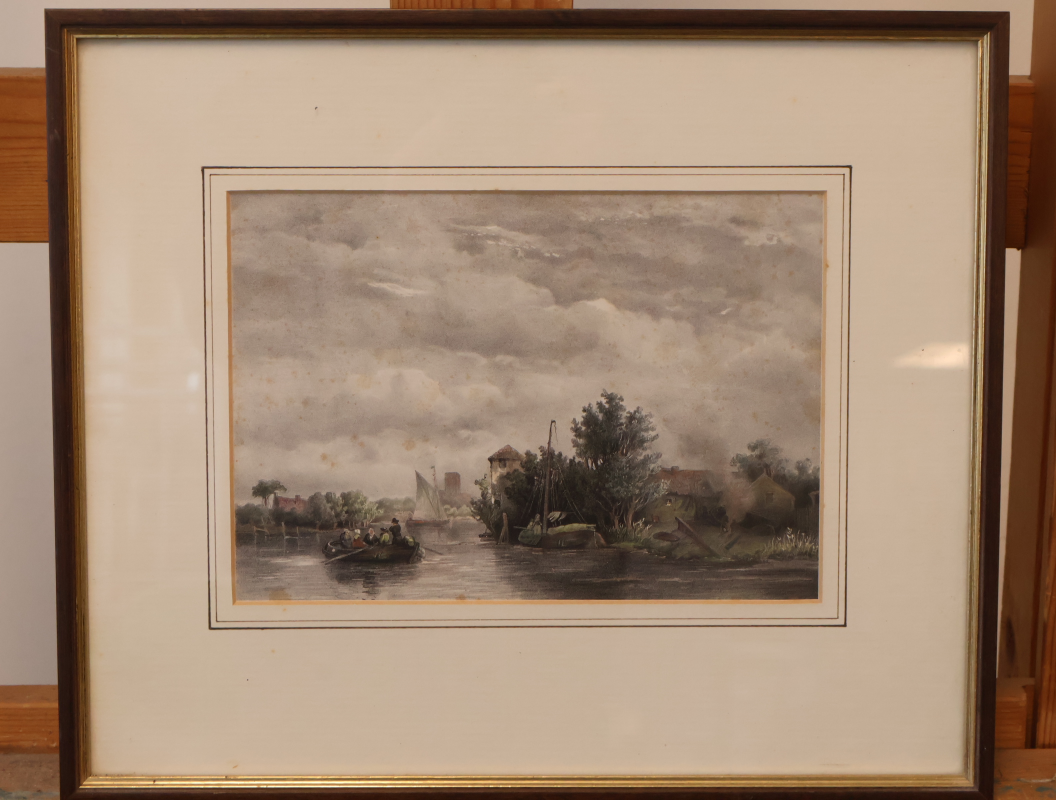 Ingelijste Prent - Rivier aanzicht – kavel bij GSD Auctions, Zoeterwoude