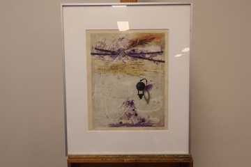 Afbeelding van Gesigneerde abstracte litho in Lijst