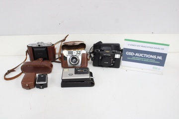 Afbeelding van Vintage camera's met leren tas