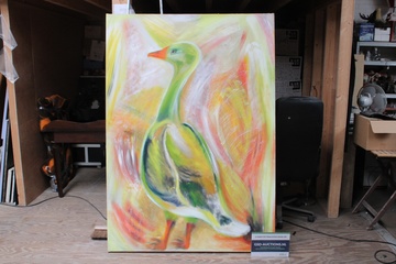 Afbeelding van Abstract schilderij van eend