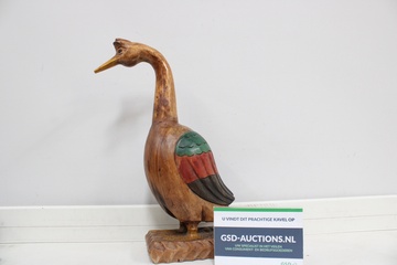 Afbeelding van Vintage Gesneden houten Vogelbeeld (Gans/Eend)