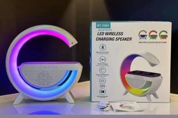 Afbeelding van Bluetooth speaker met Draadloze telefoon lader - Wireless charger - Nacht lamp - Sfeerlamp