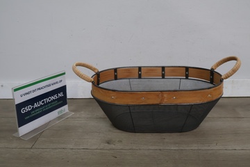 Afbeelding van Metalen,houten opbergmand/zeef