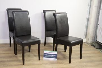Afbeelding van Set van 4 zwarte eetkamerstoelen