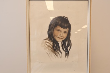 Afbeelding van Ingelijste portrettekening van een meisje