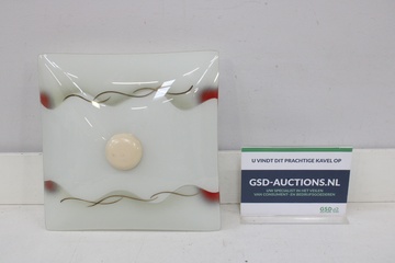 Afbeelding van Vierkante glazen plafondlamp met decoratie