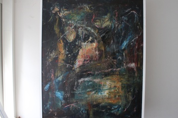 Afbeelding van Abstract schilderij in witte lijst