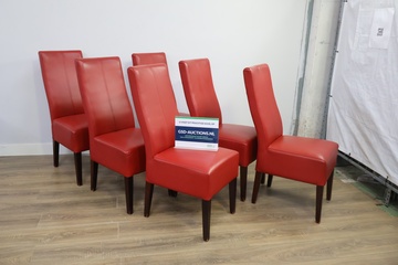 Afbeelding van Set van 6 rode eetkamerstoelen