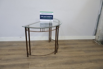 Afbeelding van Halfronde tafel met glazen blad - Console Tafel