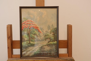 Afbeelding van Aquarel van Indonesisch Landschap