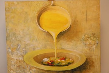 Afbeelding van Schilderij stilleven met soep