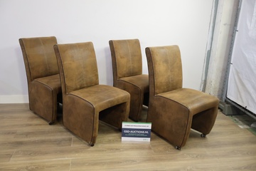 Afbeelding van Set van 4 eetkamerstoelen met wieltjes