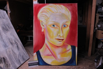 Afbeelding van Schilderij portret vrouw met lichtblond haar