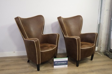 Afbeelding van Set van 2 fauteuils met witte bies