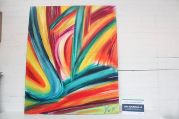 Image of Abstract schilderij met kleurrijke strepen