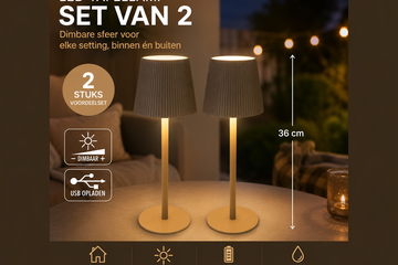 Afbeelding van Ambiance - Led tafellamp - 10X36CM - TAUPE - set van 2
