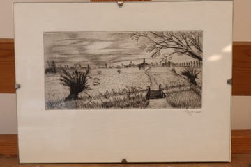 Afbeelding van Polderaanzicht tekening met signatuur