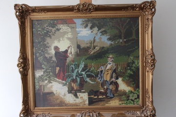 Afbeelding van Gobelin-borduurwerk van romantische Tuinscene