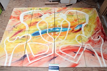 Image of Abstract geschilderd kunstwerk op 8 panelen