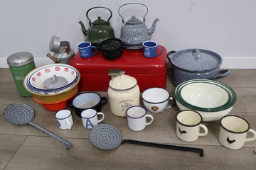 Afbeelding van Set geëmailleerd Vintage keukengerei
