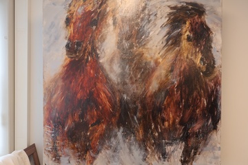 Afbeelding van Groot Fraai Schilderij van rennende paarden