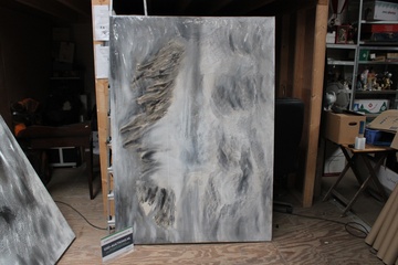 Afbeelding van Abstract grijs-wit schilderij
