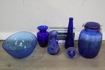 Afbeelding van Set blauw glaswerk