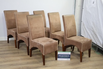 Afbeelding van Set van 6 eetkamerstoelen met beige bekleding