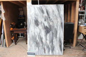Afbeelding van Abstract grijs-wit schilderij