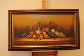 Afbeelding van Olieverf stilleven druiven en fruit - Simon