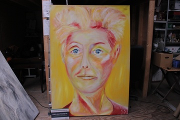 Afbeelding van Schilderij portret gezicht met lichte haren