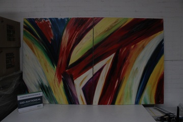 Afbeelding van Twee abstracte kleurrijke schilderijen
