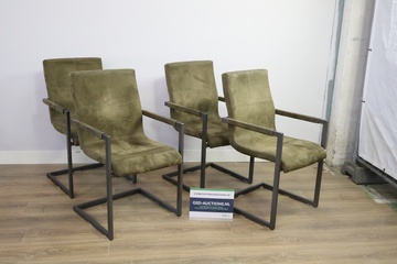 Afbeelding van Set van 4 groene eetkamerstoelen met metalen frame