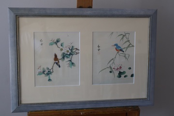 Afbeelding van Ingelijste Chinese schilderijen met vogels en bloemen