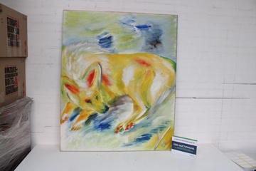 Afbeelding van Abstract schilderij van slapende vos