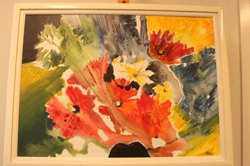 Afbeelding van Abstract schilderij met bloemen