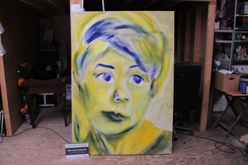 Afbeelding van Schilderij grote abstracte vrouwenportret