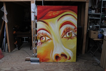 Image of Groot kleurrijk abstract portretschilderij