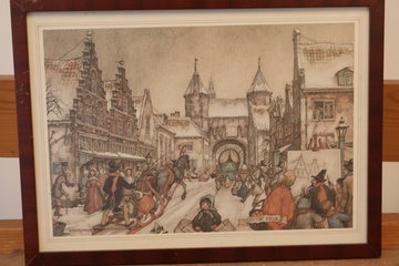 Afbeelding van Ingelijste Anton Pieck prent Amersfoort